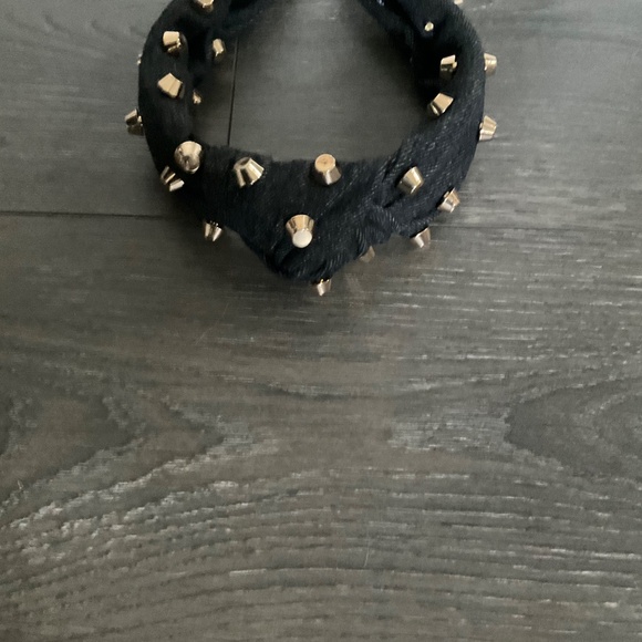 LELE SADOUGHI KNOTED EMBELLISHED HEADBAND BLACK MULTI.  Denim fabric, main image 6